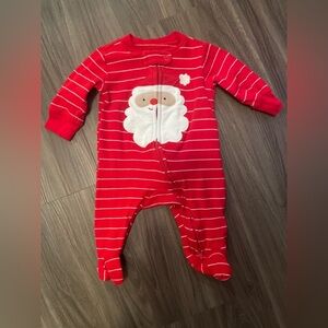 Carter's Red and White Footies with Santa Design size 3 months